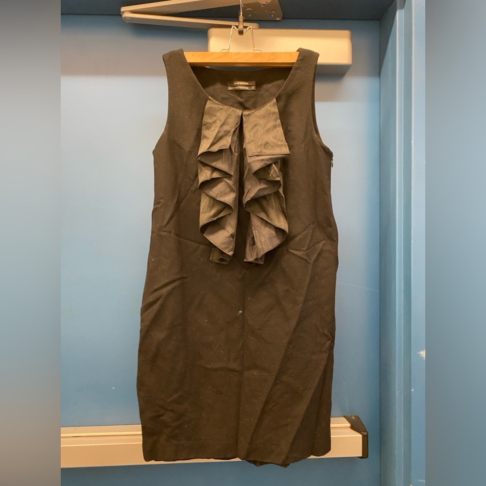 Club Monaco Brown Ruffled Sheath Midi Dress
